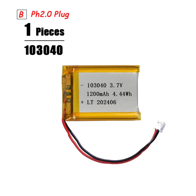 3.7V Lipo Battery Ph2.0 Plug Rechargeable Lithium Battery 3.7V For PS4 Humidifiers GPS Navigation  Bluetooth Speaker MP3 MP4
