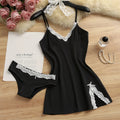 Women Pajama Cotton Suspender Nightdress Set Cute Lace | SAMAG