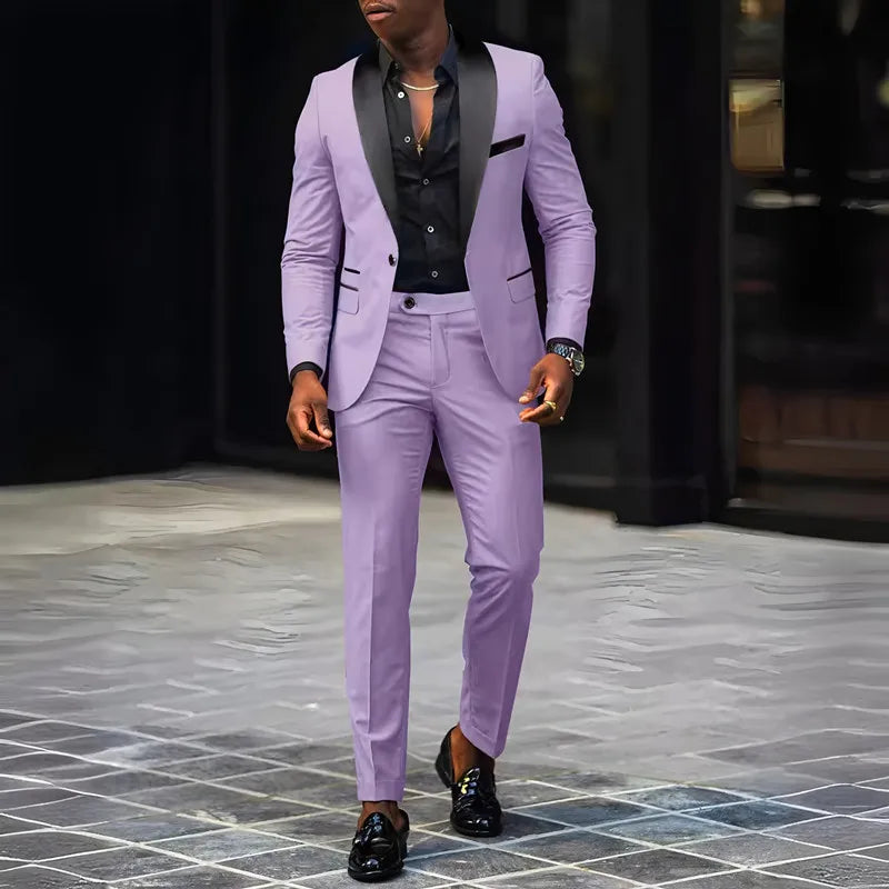 2 - Piece Men's Suit Suitable For Wedding Business Single Button Jackets And Pants Sets, Slim Fit - View 12 | SAMAG