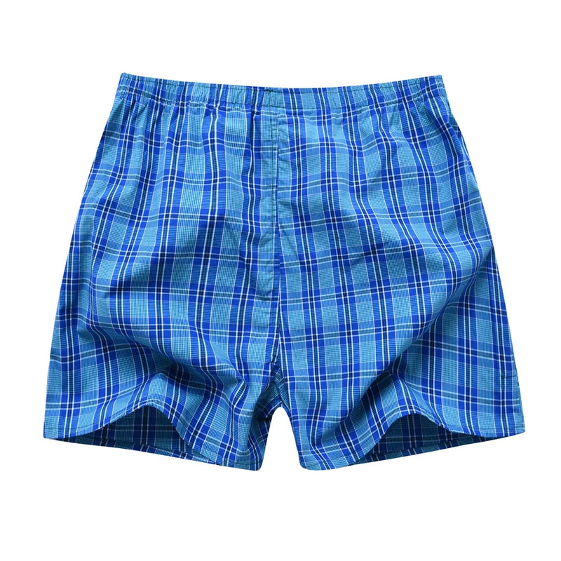 4 Pcs/Lot Men Plaid Underpants Boxers 100% Cotton Shorts Underwear Male High Quality Loose Comfortable Sleep Bottoms Panties