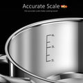LFGB Certificated Ultra Thick 304 Stainless Steel Kitchen Stockpot Accurate Scale Stewpot Tempered Glass Saucepot for Kitchen