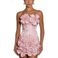 FATAPAESE 3D Flowers Corset Short Evening Dresses Luxury | SAMAG