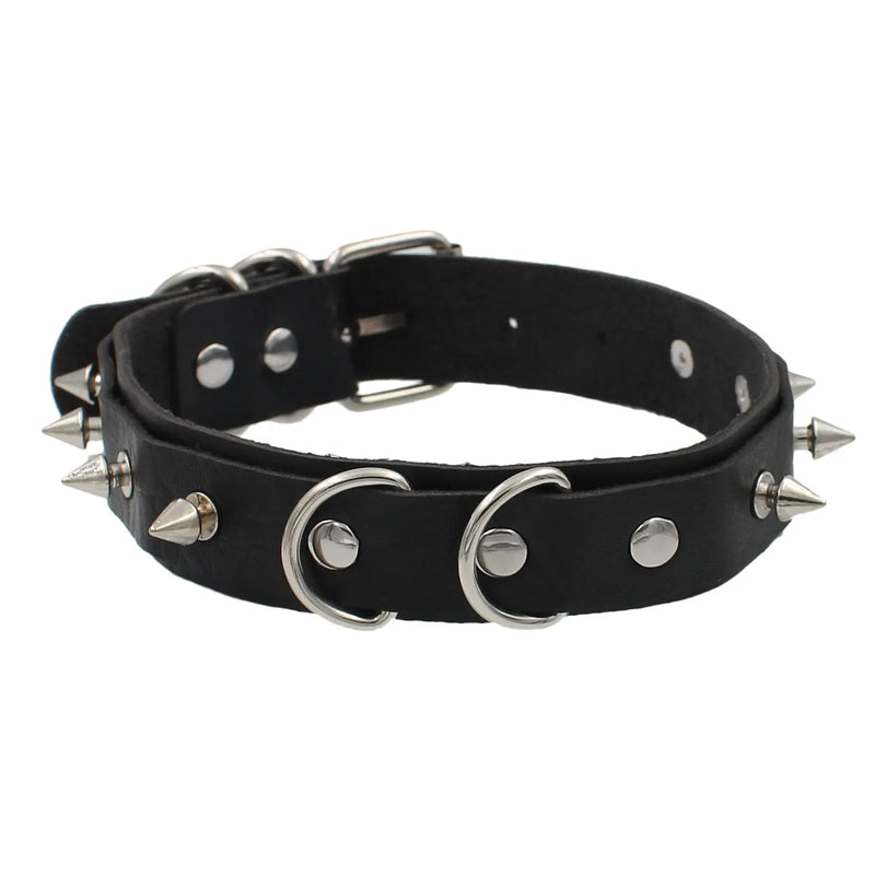 Woman Black Punk Choker Collar Necklace Sexy PU Leather Heart Lock Key Spike Chocker Gothic Cosplay Accessories Party Jewelry