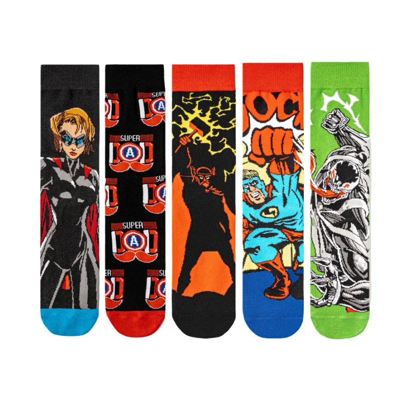 5 Pairs Marvel Socks Funny Men Anime Spider Man Iron | SAMAG