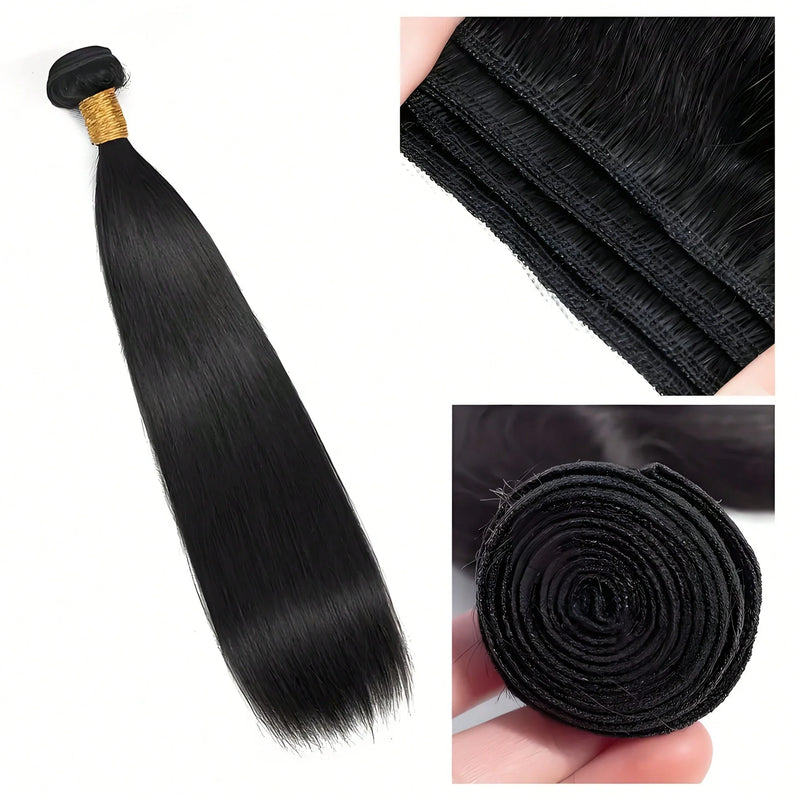 Natural Color Brazilian Straight Virgin Human Hair Bundles 32 Inch Unprocessed Silky Smooth Straight Hair Weave 4 Bundles Human Hair Extensions