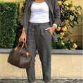 2025 Autumn Spring Casual Suit Women Cotton Linen 2 Piece Set Solid Color Loose Button Shirt + Pants Sets Daily Women's Clothing