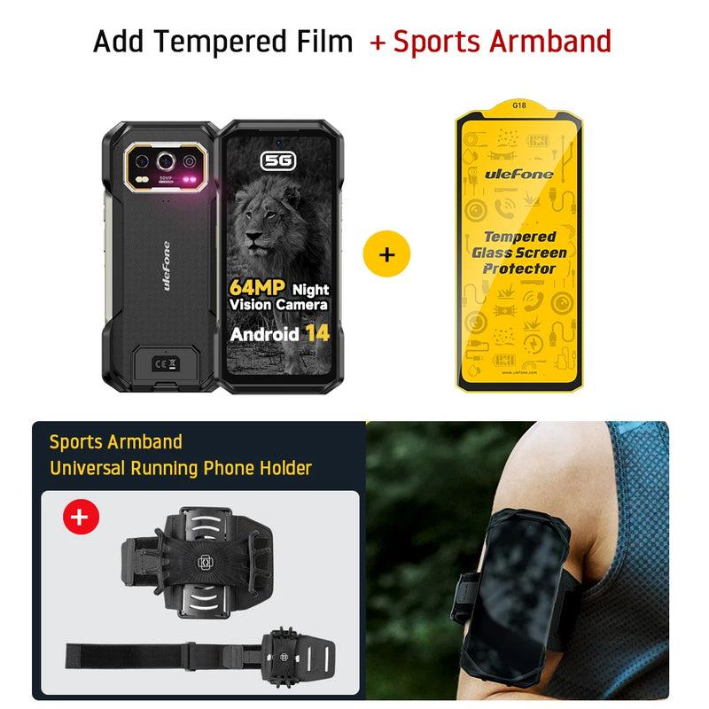 Ulefone Armor 27 Pro 5G Rugged Phone 10600mAh Smartphone Android 14 50MP+64MP Night Vision Camera Up to 24GB+256GB NFC