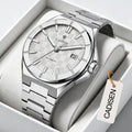 CADISEN Watch Business Automatic Watches Mens Japan 8215 Mechanical Luminous AR Sapphire 100M Waterproof Calendar WristWatch+Box
