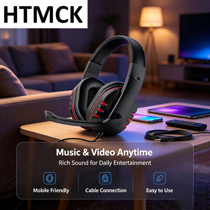 3.5mm Headphones Wired Gaming Headset Earphones For PS4 Play Station 4 Game PC Chat Headset  With Microphone