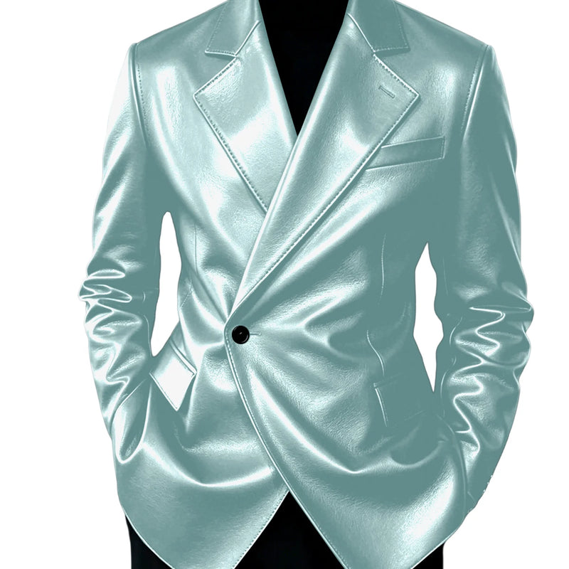 Men's Leather Blazer Slim Fit Faux Suit Jacket Formal - View 14 | SAMAG