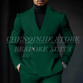 Chic Shawl Lapel Green Suits for Men High Quality Slim Fit Wedding Costume Homme Customized 2 Piece Jacket Pants Outfits Terno