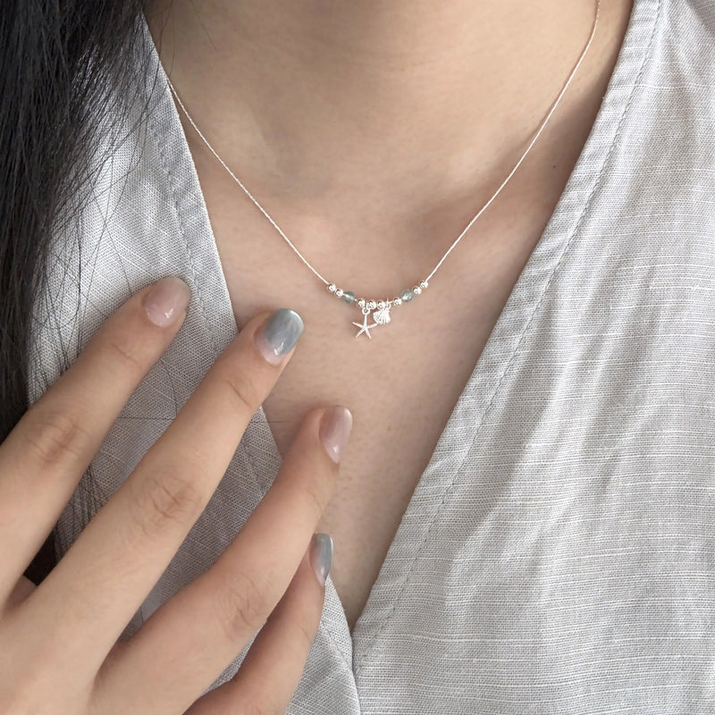 VENTFILLE 925 Sterling Silver Bead Geometry Necklace for Women Girl Korean Design Versatile Choker - Visuel 30 | SAMAG