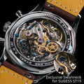 Sugess Pilot Watch with Seagull Movement Swanneck Wristwatch Mechanical Chronograph Sappire Crystal Military Limited Racing 1963