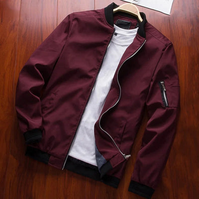 Men Bomber Jacket Thin Slim Long Sleeve baseball | SAMAG