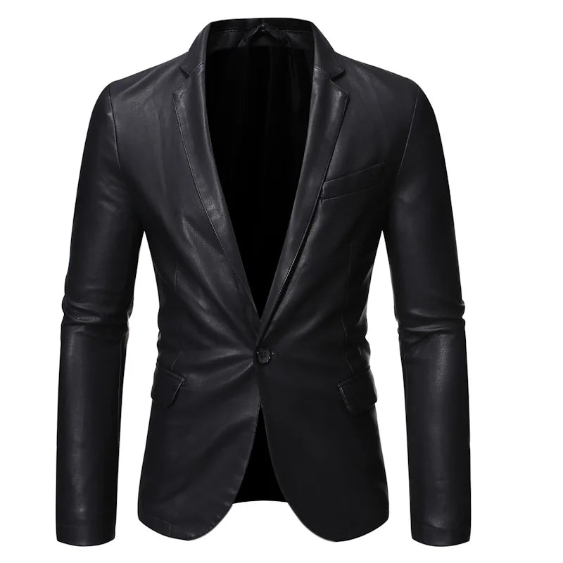 Spring and Autumn Men's Leather Clothing Suit Fashion Slim Fit Casual Jacket