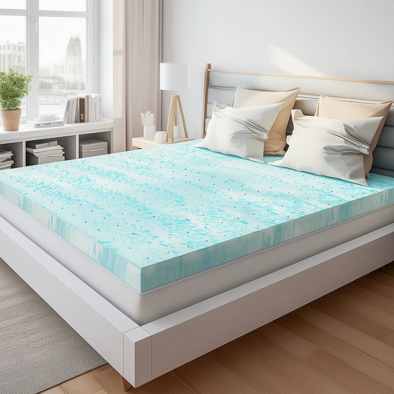 JHK 4 Inch Gel Memory Foam Mattress Topper Full Size Cooling Mattress Soft and Breathable Bed Topper School Bedroom Furniture