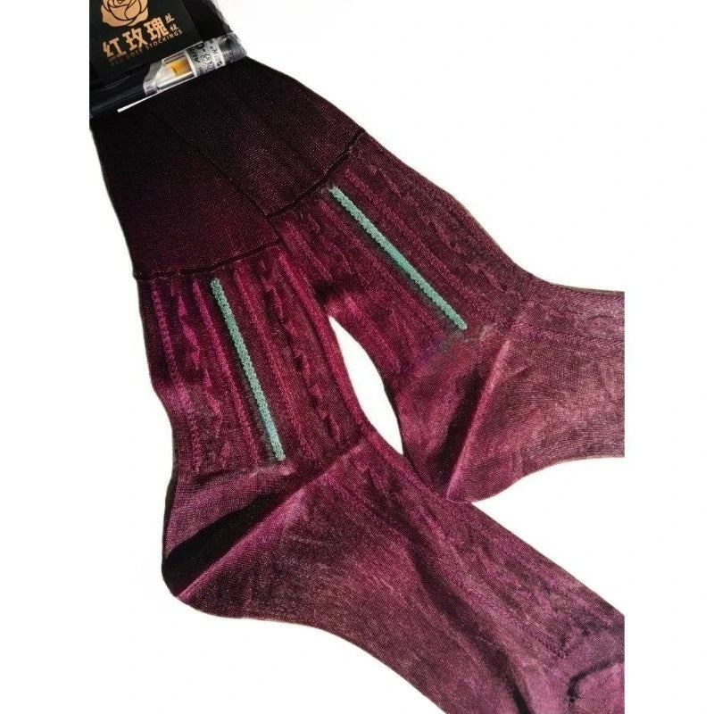 Men's Ultra-Thin Sheer Nylon Stockings Jacquard Elastic Mid-Tube Transparent Breathable Business Socks Good Quality Sexy