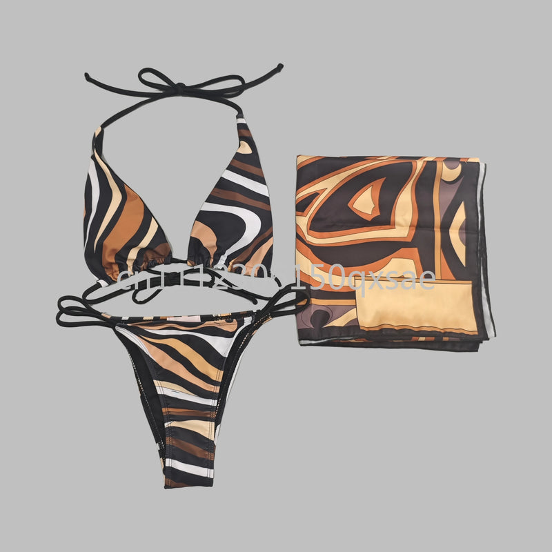 Women's Scarf Swimsuits with Letter Signature Logo Lady | SAMAG