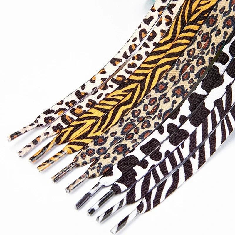 Classic Animal Pattern Shoelaces Flat AF1/AJ Sneakers Shoe Laces Tiger/Snake/Leopard Print Shoelace for 120/140/160CM Shoestring