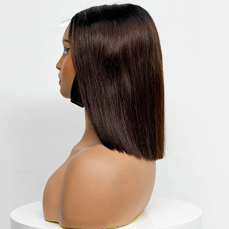 250% Density Bob Straight Human Hair 2X6 Transparent Lace Closure Frontal Human Hair Wigs 100% Human Hair Ginger 99J Colored Wig