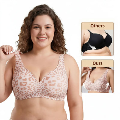 Leopard Print Seamless Wireless Bra, Full Coverage Push | SAMAG