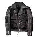 Mauroicardi Spring Autumn Cool Hard Black Pu Leather Motorcycle Biker Jacket Men Belt Zipper Luxury Designer Fashion Clothes