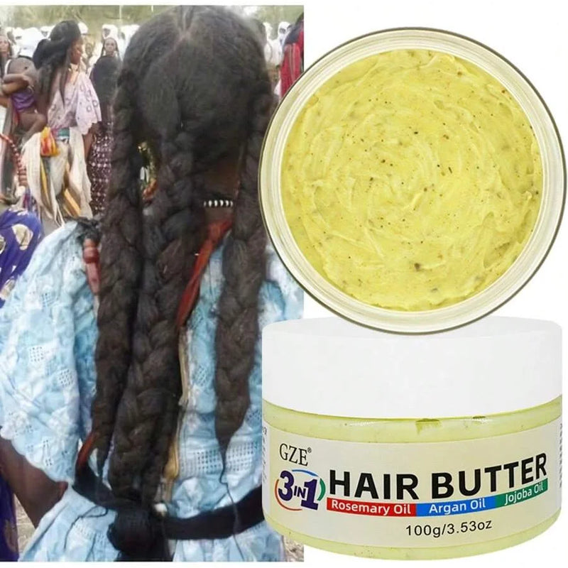 GZE 3 in 1 Hair Butter Nourishing Cream with Rosemary, Argan & Jojoba Oils for Deep Conditioning, Frizz Control, Stong Hair Root