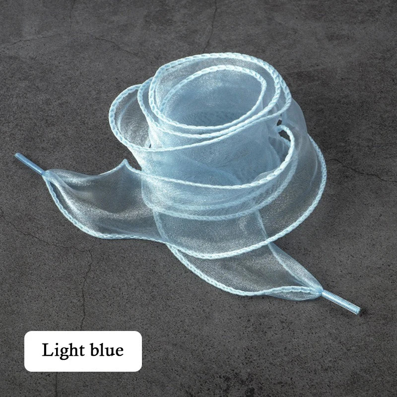 4CM Wide Lace Snow Yarn Shoelaces Flat Sheer Laces Fancy Shoelaces for Women Girls Lace Shoes Accessories 100/120/140CM 1Pair