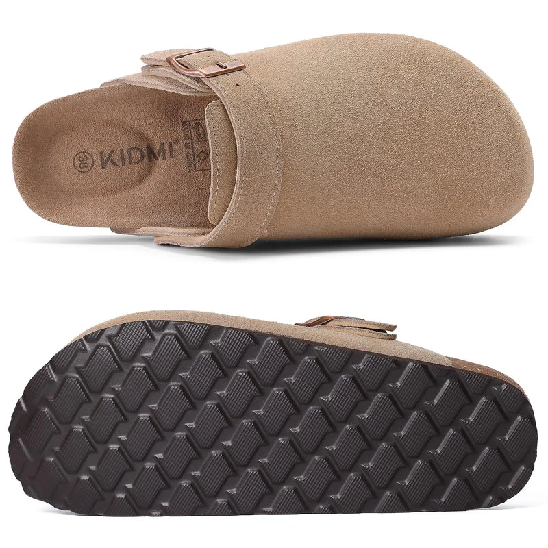Evshine Women Genuine Clogs Slippers Slip On Unisex Potato Shoes with Adjustable Strap Men Mules Arch Support Cork Footbed Clogs