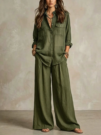 Retro Solid Office Two - piece Set Women's Spring Autumn | SAMAG