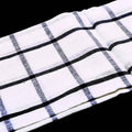 AFOURT-6Piece High Quality Blue White Plaid Striped Tea Towel Kitchen Towel Napkin Table Cloth 100% Cotton Woven Fabric