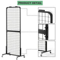 Grid Wall Panels Display Stand - Display Rack with 15 Hooks for Vendor Events Art Display Panels Heavy Duty Floor Standing