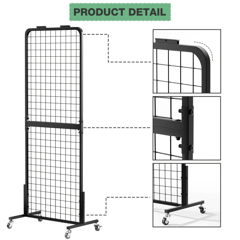 Grid Wall Panels Display Stand - Display Rack with 15 Hooks for Vendor Events Art Display Panels Heavy Duty Floor Standing