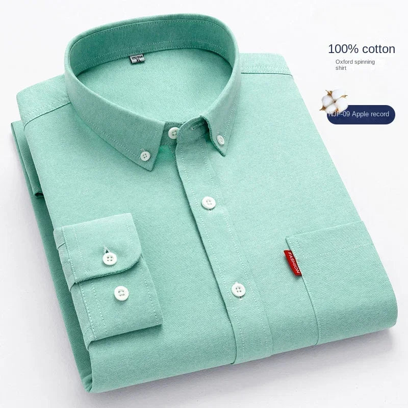 100% Pure Cotton Men's Solid Color Long Sleeve Shirt | SAMAG