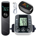 Medical Arm Blood Pressure Meter Tensiometers Tonometer Cuff Fever Thermometer Oximeter Heart Rate 3 IN 1 Set