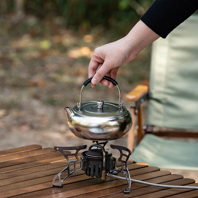 Boundless Voyage Camping Kettle Titanium Tea Pot Water Jug Outdoor Cookware for Backpacking Hiking Ti3105D Crystalline Silver