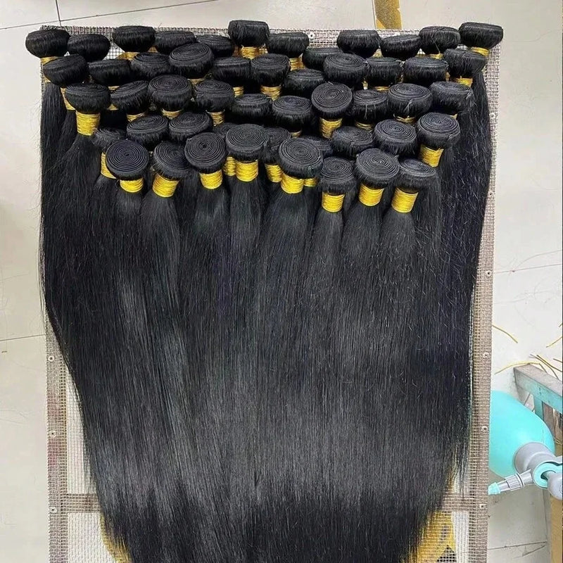 16A Straight Bundles Human Hair 16 18 20 22 Inch Unprocessed Brazilian Virgin Hair Straight Weave Bundle Human Hair Bundles Real Natural Black Human Hair Extensions Bone Straight Human Hair Bundles Double Weft Raw Human Hair
