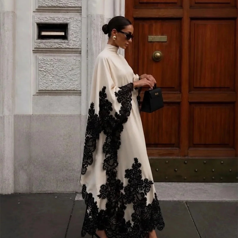 Contessa Custom Off White High Neck Evening Dress Floral | SAMAG