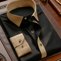 FGKKS Men Black Shirt High Street Patchwork Long Sleeve | SAMAG