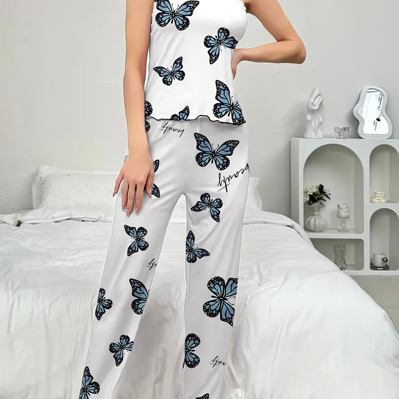 Women's Four-Season Camisole with Blue Butterfly Print | SAMAG