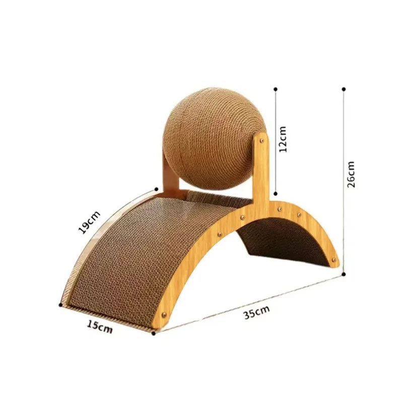 2-in-1 Wooden Cat Scratching Ball And Sisal Scratch Board Durable Solid Wood Paw Toy for Cats And Kittens Pet Supplies