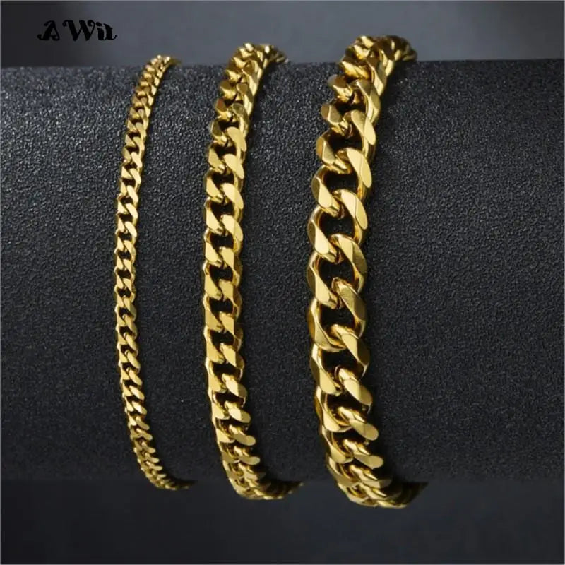 3-11mm Chunky Miami Curb Chain Bracelet for Men Stainless Steel Cuban Link Chain Wristband Classic Punk Silver Color Jewelry