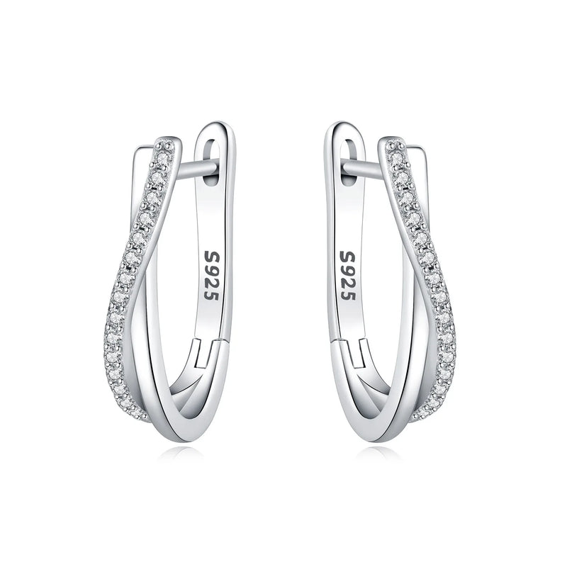 925 Sterling Silver Simple Gold U - shaped Earrings Jewelry Versatile Hoop For Women Fine Birthday Party - Visuel 22 | SAMAG