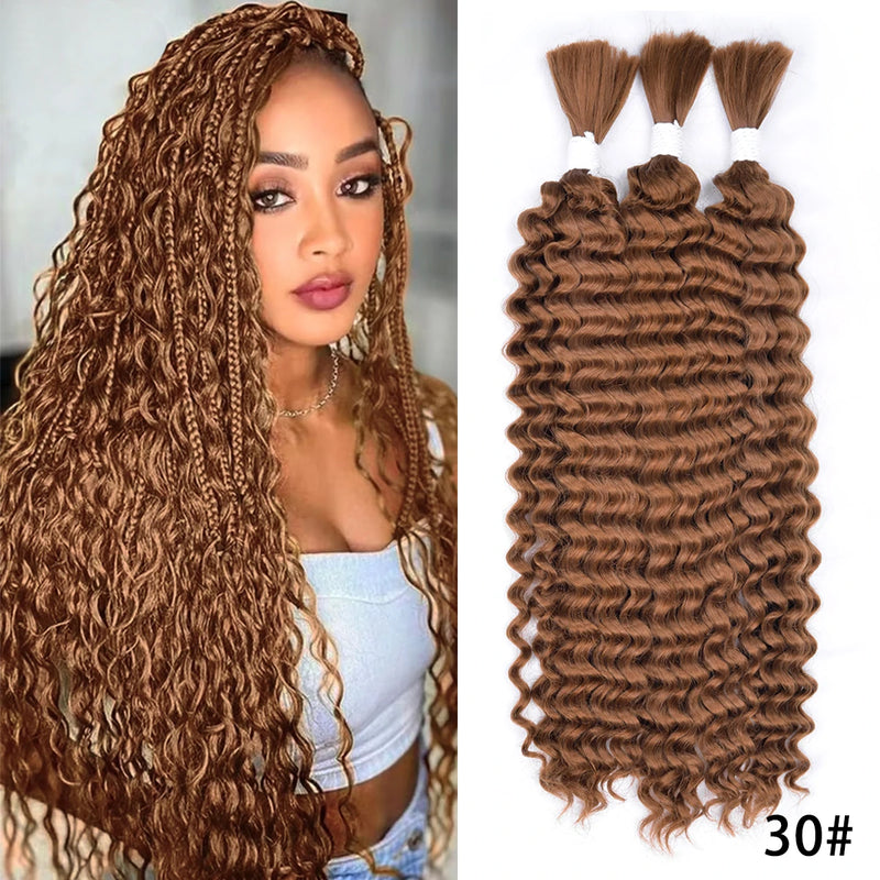Synthetic Curly Deep Wave Bulk hair For Braiding 20inch No Weft Deep Wave For Braiding Micro Faux Braiding Hair for Boho Braids