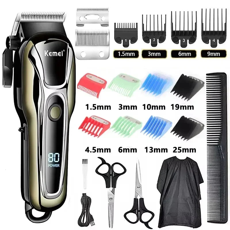 Kemei PG1990A Rechargeable Men's Hair Clipper Professional Cordless Men Hair Trimmer Hair Cutting Machine Barber for Men
