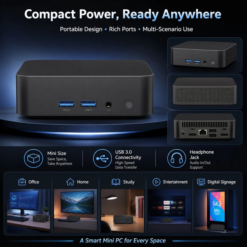 Mini PC Windows 11 Intel I9 10980HK N150 Desktop Gaming Computer PC 32GB RAM 1TB M.2 SSD WiFi 6 BT5.2 Pc Gamer 3 Years Warranty
