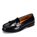 Black high-quality cowhide men's loafers tassel casual walking  driving all genuine leather men's shoes