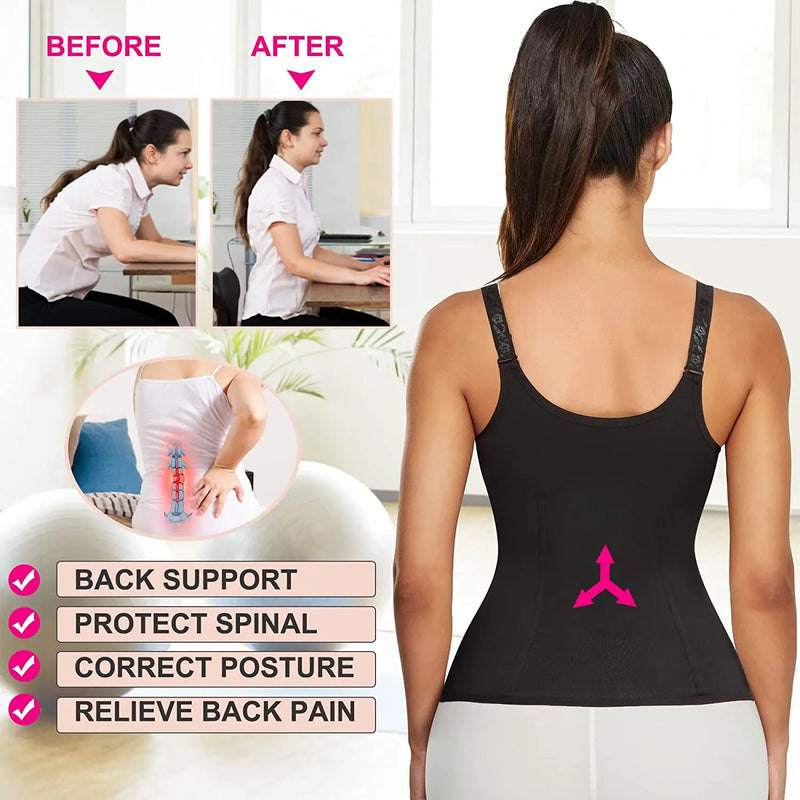 Women Waist Trainer Corset Zipper Vest Body Shaper Cincher Shapewear Slimming Belt Sports Girdle Neoprene Sauna Tank Top