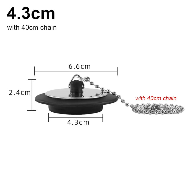 1Pcs Durable Rubber Tub Stopper With Chain Universal Bath Tub Drain 4/4.3/5cm With Hanging Ring Bathtub Plug Bathtub Accessories