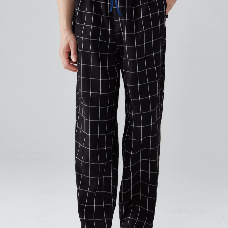3pcs Men's Pajama Bottoms Autumn/Winter New Fashion Flannel Plaid Casual Sleeping Pants Elastic Waistband and Pocket